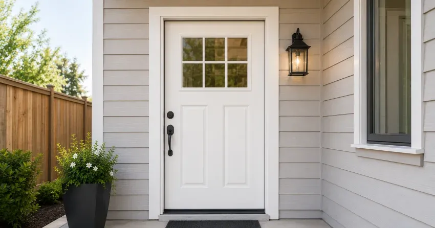 technician installing exterior door frame in Rummelhardt, Waterloo