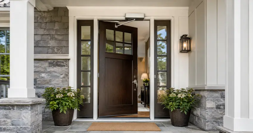 residential automatic door opener installed on exterior entry door in Glenridge, Waterloo