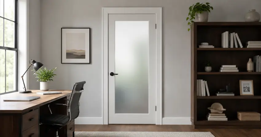 frosted interior door installed in home office in Waterloo