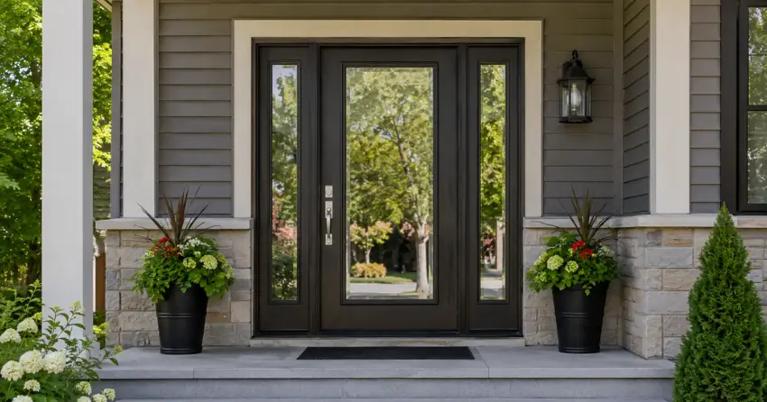 glass entry door with sidelights on a home in MacGregor Albert, Waterloo