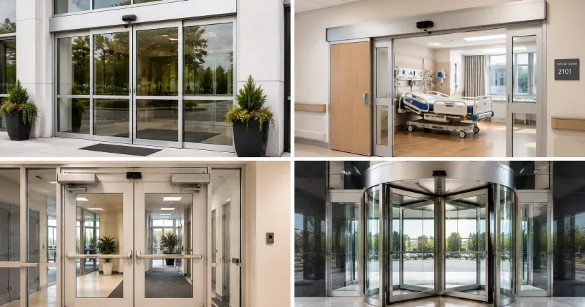 automatic door services technician completing system diagnostic in Waterloo