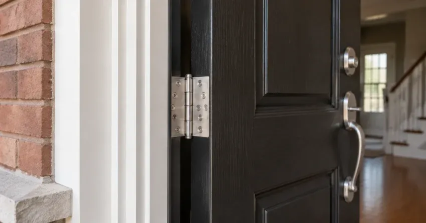 technician repairing a front door lock and frame in Rummelhardt, Waterloo